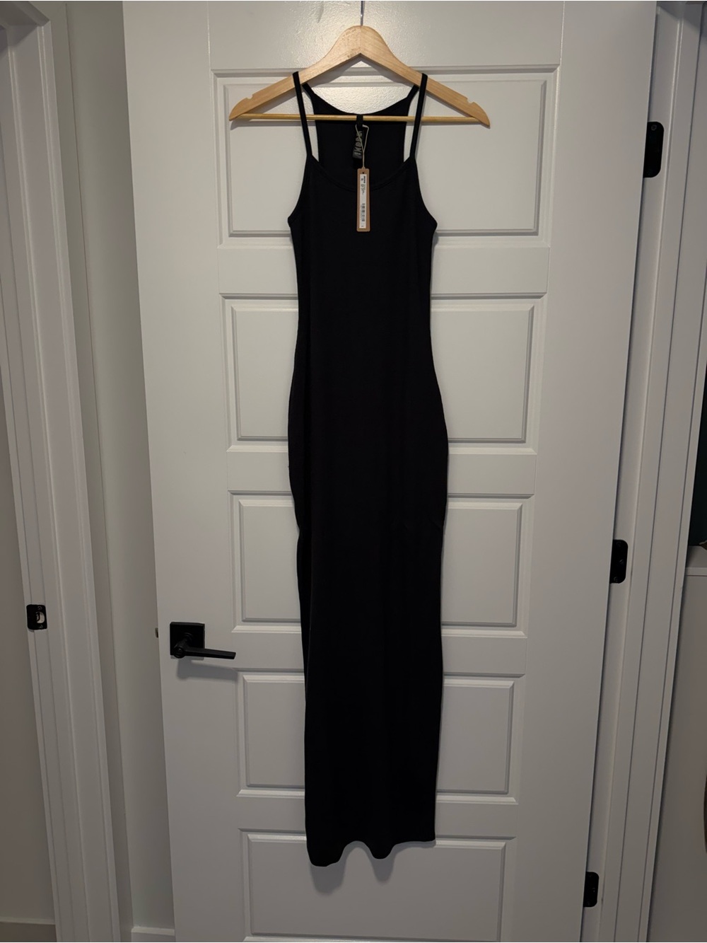 SKIMS Black Slim Spaghetti-Strap Maxi Dress